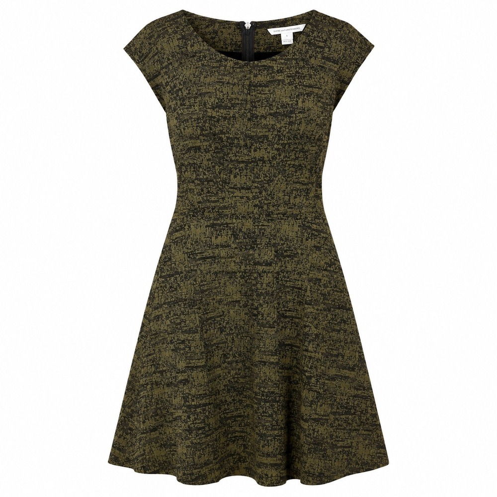 Diane von Furstenberg Gallerycore A Line Dress Womens 8 Textured Designer Luxe